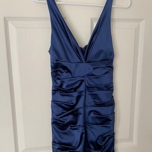 Nicole Miller classic navy, satin cocktail dress